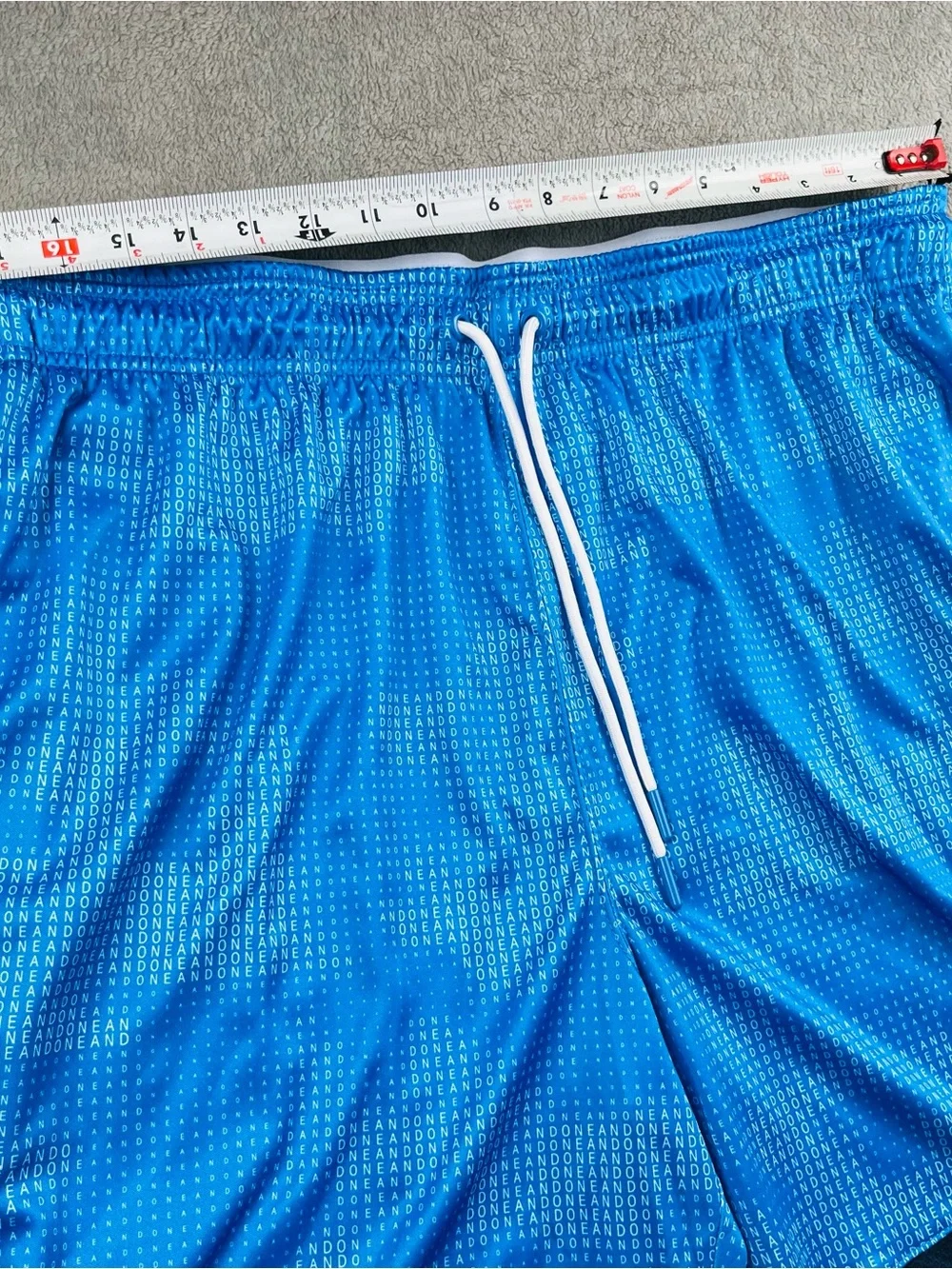 And1 Two-Tone Blue Athletic Shorts with White Drawstring